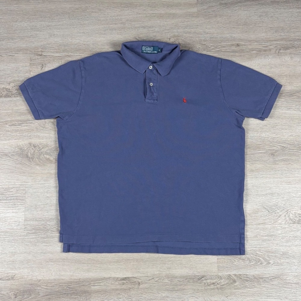 Vintage Polo Ralph Lauren Polo Shirt Mens XL Blue Cotton Pique Pony Logo